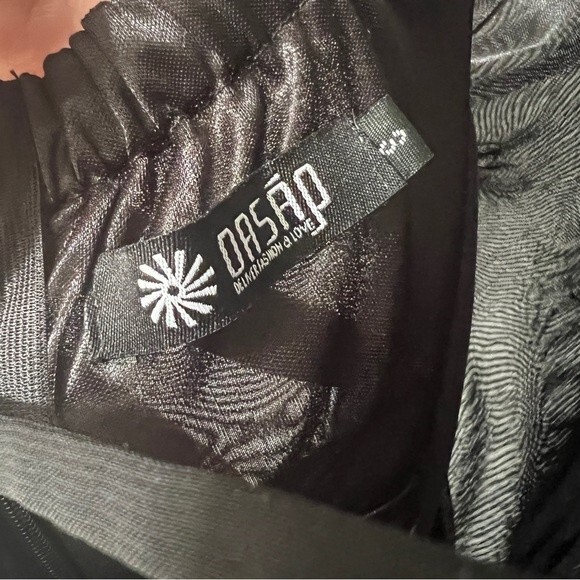 OASAP Black Chiffon Spaghetti Strap V-Neck Slit Sheer Panel Maxi A-Line Dress - Picture 8 of 9